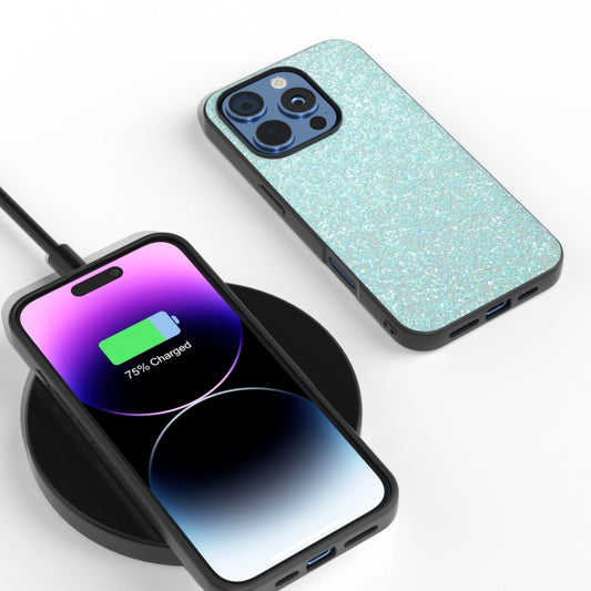 For iPhone 16 Pro Black Frame Colorful Glitter Phone Case(Light Green) by buy2fix