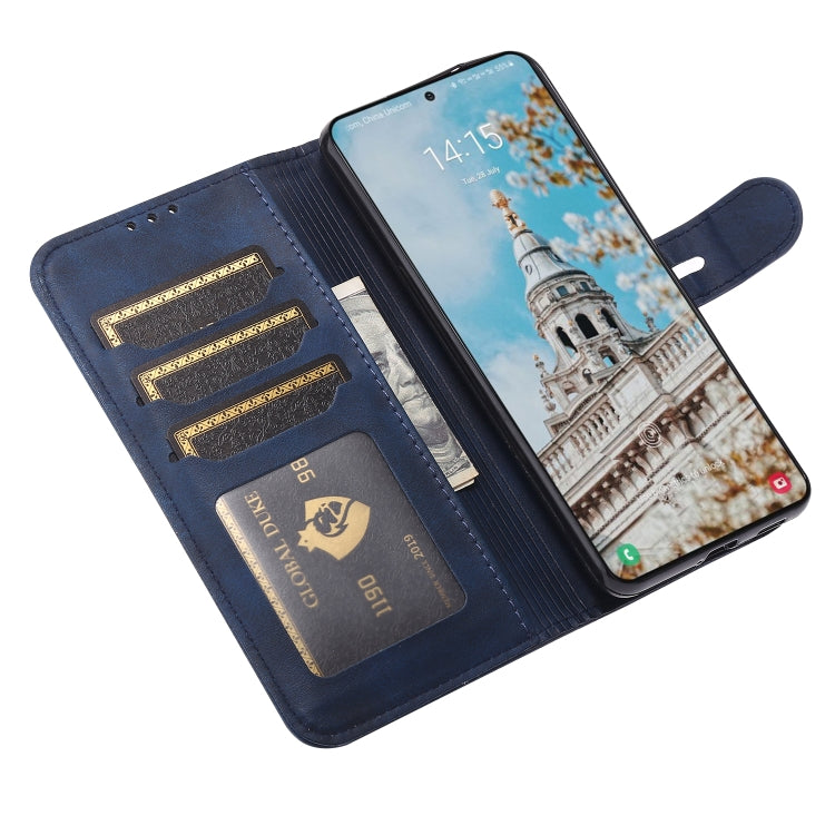 For Samsung Galaxy S25 5G Embossed Happy Cat Pattern Flip Leather Phone Case(Blue) by buy2fix