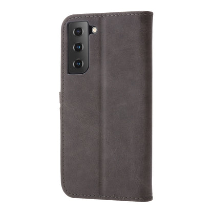 For Samsung Galaxy S25 5G Embossed Happy Cat Pattern Flip Leather Phone Case(Grey) by buy2fix