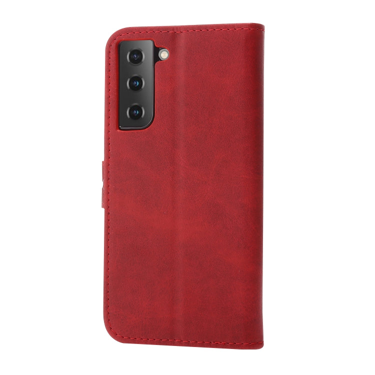 For Samsung Galaxy S25+ 5G Embossed Happy Cat Pattern Flip Leather Phone Case(Red) by buy2fix