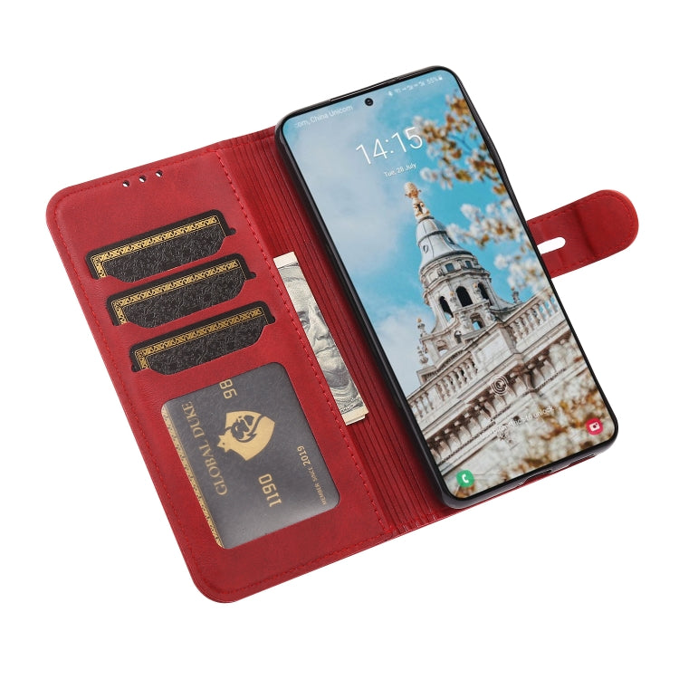 For Samsung Galaxy S25+ 5G Embossed Happy Cat Pattern Flip Leather Phone Case(Red) by buy2fix