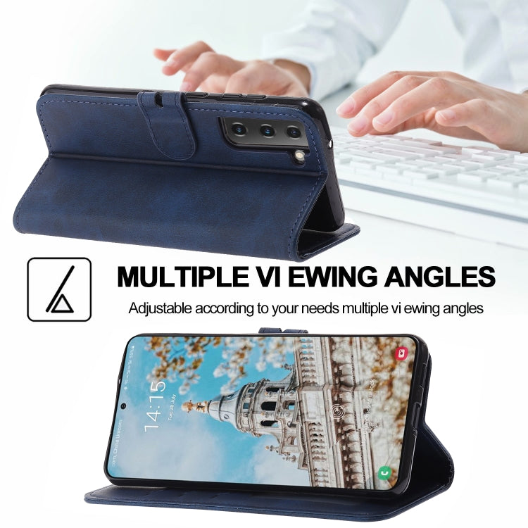 For Samsung Galaxy S25+ 5G Embossed Happy Cat Pattern Flip Leather Phone Case(Blue) by buy2fix