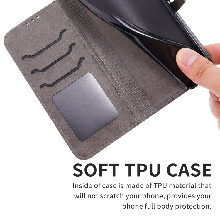 For Samsung Galaxy S25+ 5G Embossed Happy Cat Pattern Flip Leather Phone Case(Grey) by buy2fix