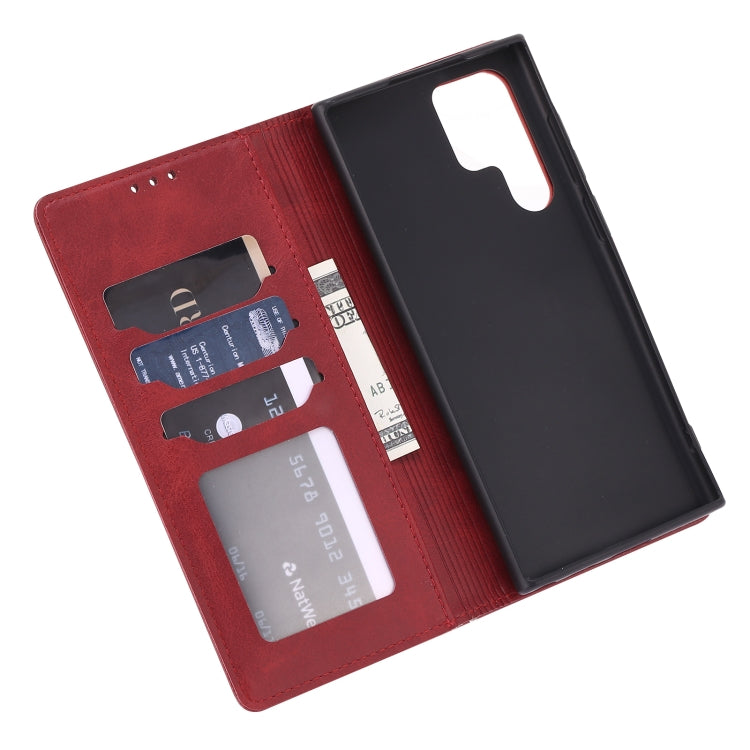 For Samsung Galaxy S25 Ultra 5G Embossed Happy Cat Pattern Flip Leather Phone Case(Red) by buy2fix