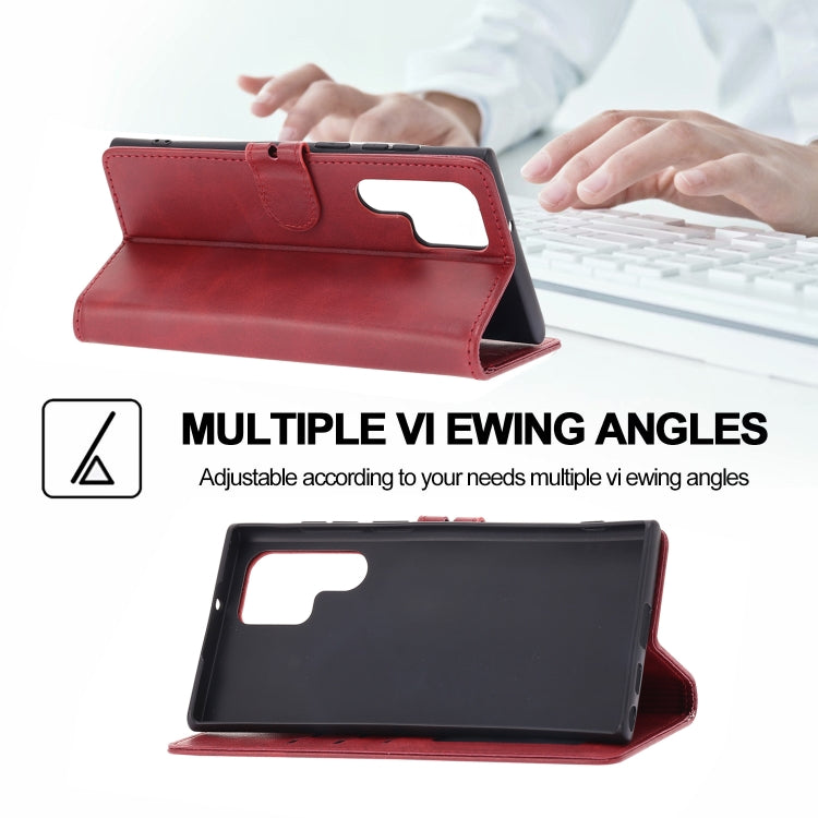 For Samsung Galaxy S25 Ultra 5G Embossed Happy Cat Pattern Flip Leather Phone Case(Red) by buy2fix