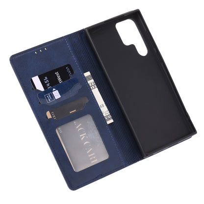 For Samsung Galaxy S25 Ultra 5G Embossed Happy Cat Pattern Flip Leather Phone Case(Blue) by buy2fix