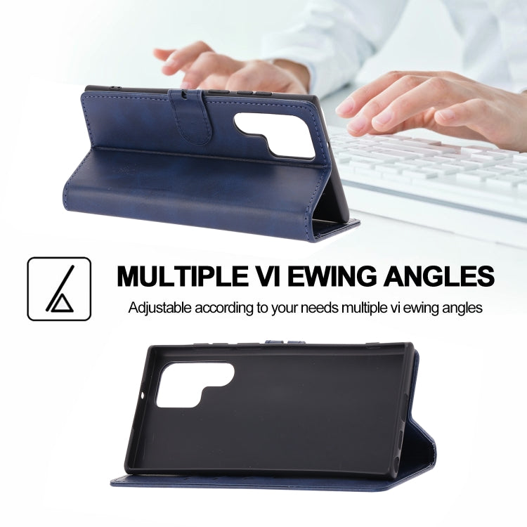 For Samsung Galaxy S25 Ultra 5G Embossed Happy Cat Pattern Flip Leather Phone Case(Blue) by buy2fix