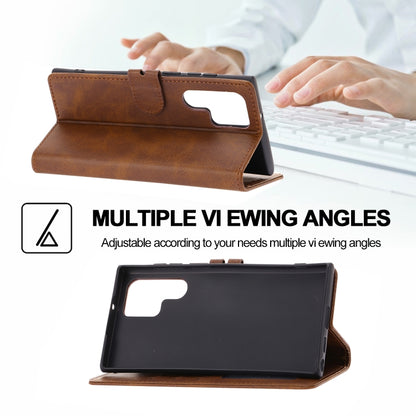 For Samsung Galaxy S25 Ultra 5G Embossed Happy Cat Pattern Flip Leather Phone Case(Brown) by buy2fix