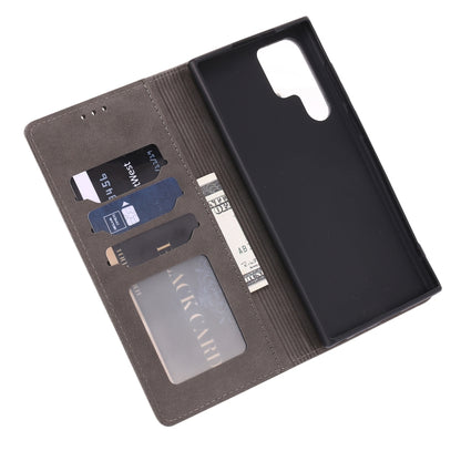 For Samsung Galaxy S25 Ultra 5G Embossed Happy Cat Pattern Flip Leather Phone Case(Grey) by buy2fix