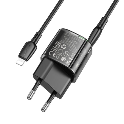 BOROFONE BN17 PD20W USB, Type-C Charger with 1m Type-C to 8 Pin Cable Set, Plug Type:EU Plug(Black) - USB Charger by Borofone | Online Shopping UK | buy2fix