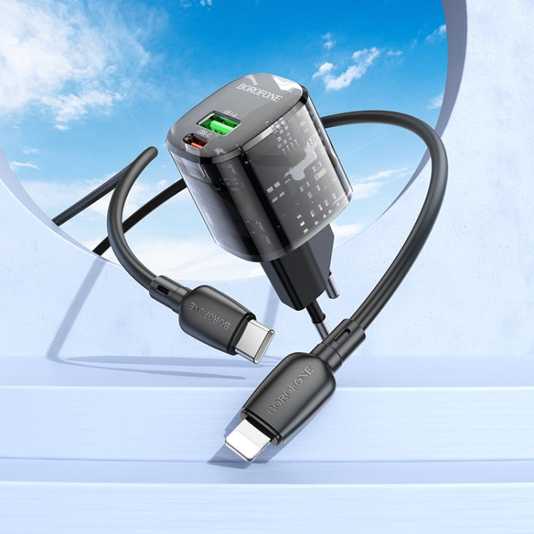 BOROFONE BN17 PD20W USB, Type-C Charger with 1m Type-C to 8 Pin Cable Set, Plug Type:EU Plug(Black) - USB Charger by Borofone | Online Shopping UK | buy2fix