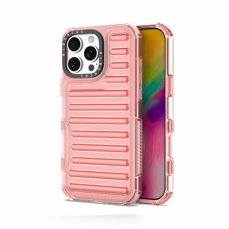 For iPhone 16 Pro Max High Transparency TPU Hybrid PC Airbag Phone Case(Peach Red) by buy2fix
