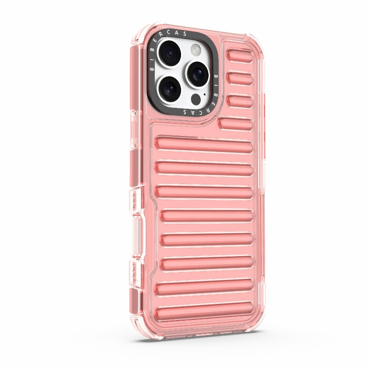 For iPhone 16 Pro Max High Transparency TPU Hybrid PC Airbag Phone Case(Peach Red) by buy2fix