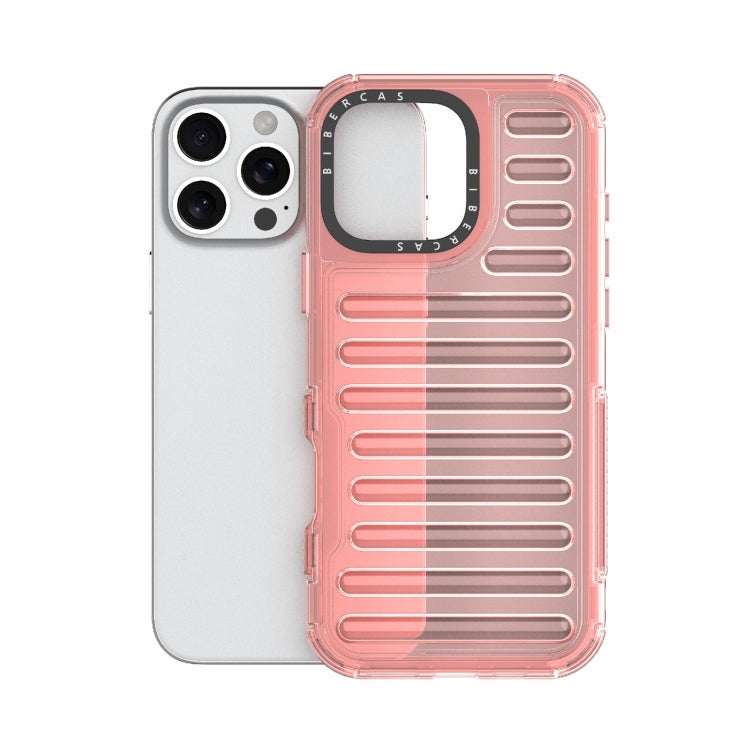 For iPhone 16 Pro Max High Transparency TPU Hybrid PC Airbag Phone Case(Peach Red) by buy2fix