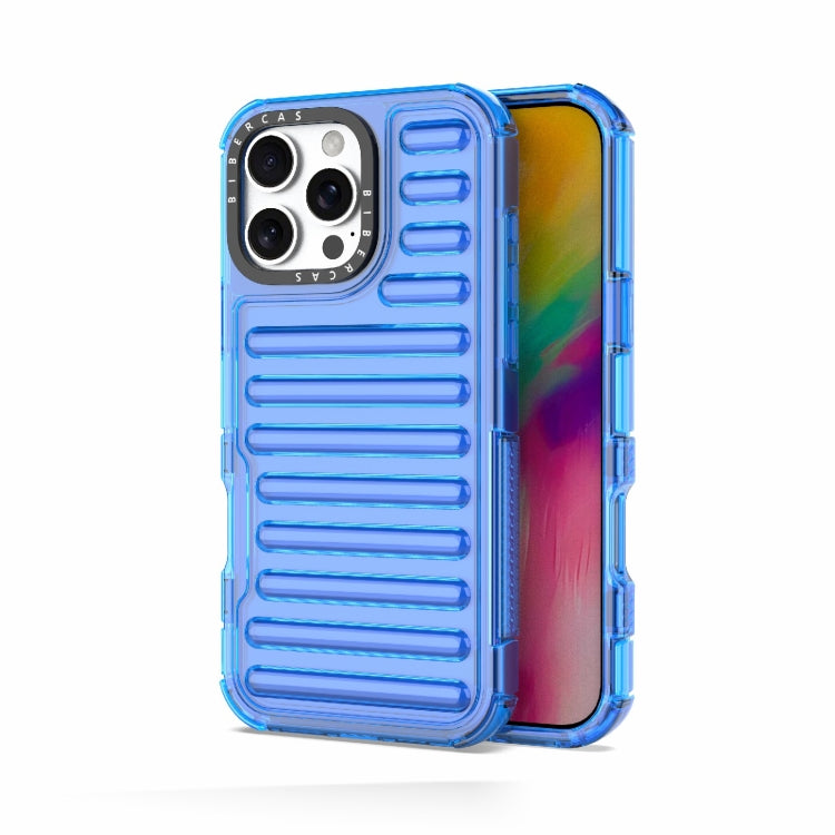 For iPhone 16 Pro Max High Transparency TPU Hybrid PC Airbag Phone Case(Transparent Blue) by buy2fix