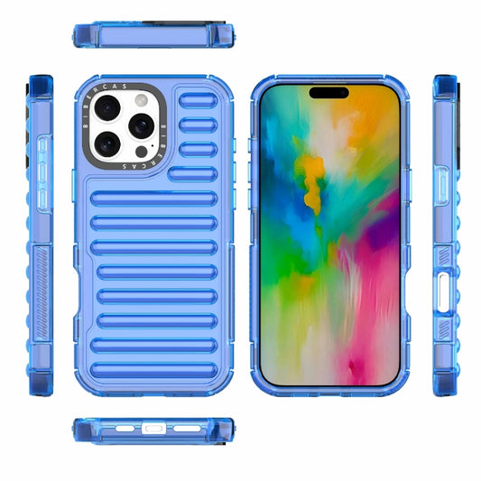 For iPhone 16 Pro Max High Transparency TPU Hybrid PC Airbag Phone Case(Transparent Blue) by buy2fix