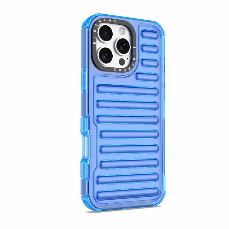 For iPhone 16 Pro Max High Transparency TPU Hybrid PC Airbag Phone Case(Transparent Blue) by buy2fix