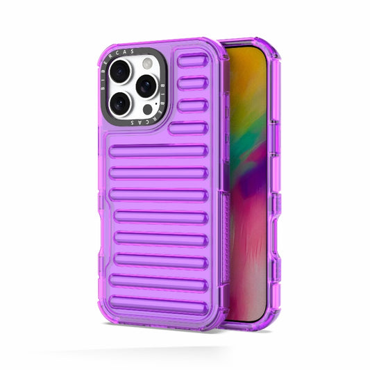 For iPhone 16 Pro Max High Transparency TPU Hybrid PC Airbag Phone Case(Transparent Purple) by buy2fix