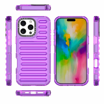 For iPhone 16 Pro Max High Transparency TPU Hybrid PC Airbag Phone Case(Transparent Purple) by buy2fix