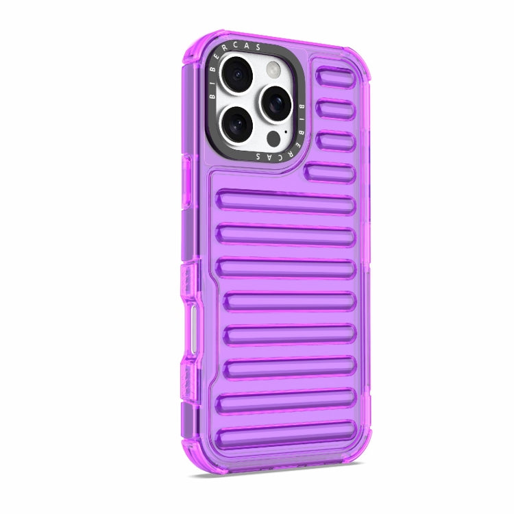 For iPhone 16 Pro Max High Transparency TPU Hybrid PC Airbag Phone Case(Transparent Purple) by buy2fix