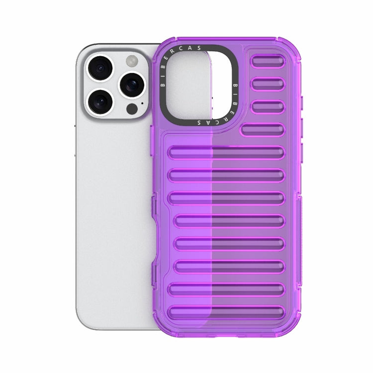 For iPhone 16 Pro Max High Transparency TPU Hybrid PC Airbag Phone Case(Transparent Purple) by buy2fix