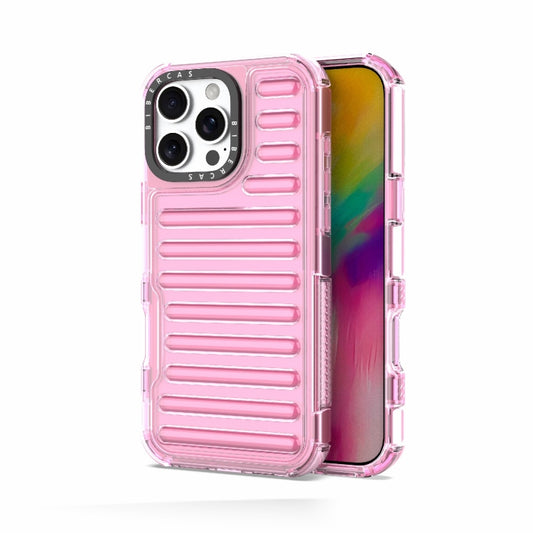 For iPhone 16 Pro Max High Transparency TPU Hybrid PC Airbag Phone Case(Pink) by buy2fix