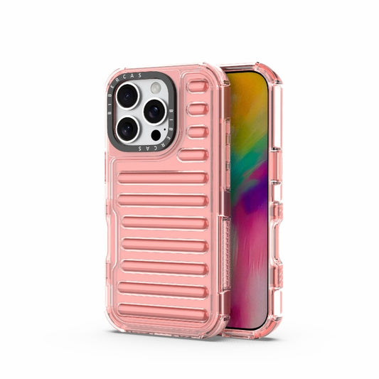 For iPhone 16 Pro High Transparency TPU Hybrid PC Airbag Phone Case(Peach Red) by buy2fix