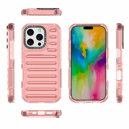 For iPhone 16 Pro High Transparency TPU Hybrid PC Airbag Phone Case(Peach Red) by buy2fix