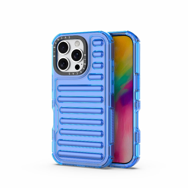 For iPhone 16 Pro High Transparency TPU Hybrid PC Airbag Phone Case(Transparent Blue) by buy2fix