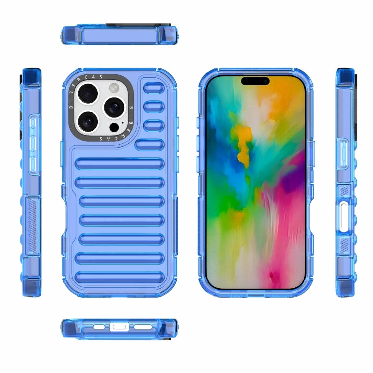 For iPhone 16 Pro High Transparency TPU Hybrid PC Airbag Phone Case(Transparent Blue) by buy2fix