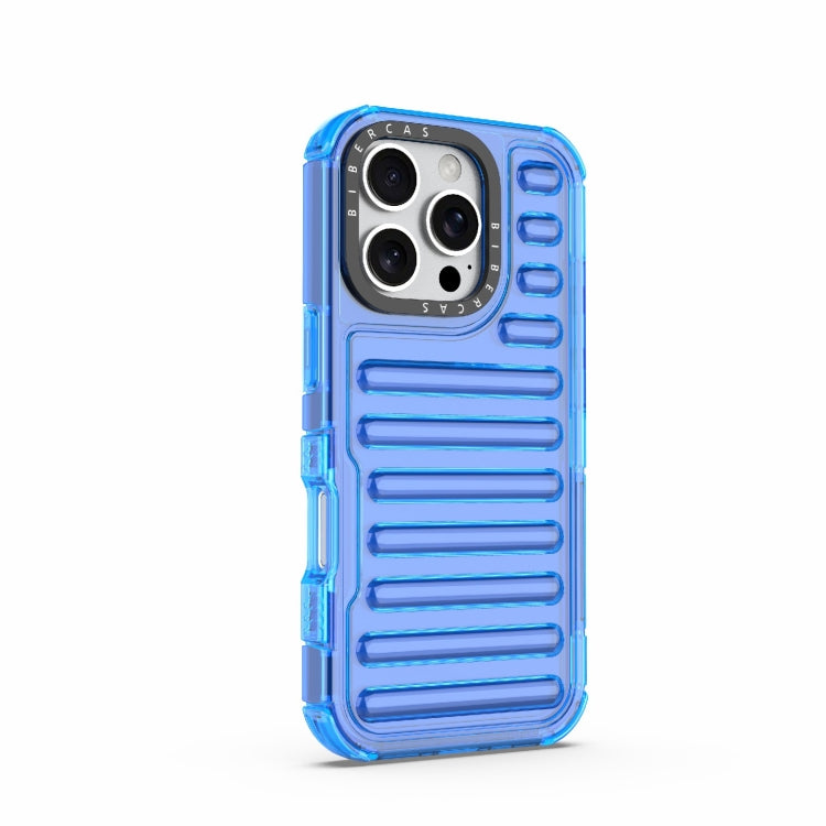 For iPhone 16 Pro High Transparency TPU Hybrid PC Airbag Phone Case(Transparent Blue) by buy2fix