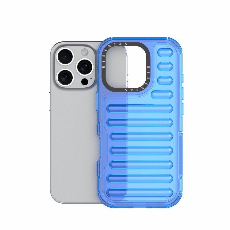 For iPhone 16 Pro High Transparency TPU Hybrid PC Airbag Phone Case(Transparent Blue) by buy2fix