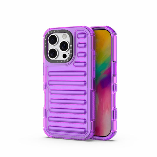 For iPhone 16 Pro High Transparency TPU Hybrid PC Airbag Phone Case(Transparent Purple) by buy2fix