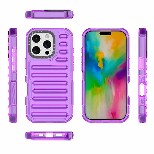 For iPhone 16 Pro High Transparency TPU Hybrid PC Airbag Phone Case(Transparent Purple) by buy2fix