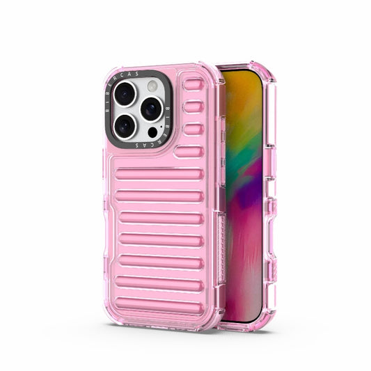 For iPhone 16 Pro High Transparency TPU Hybrid PC Airbag Phone Case(Pink) by buy2fix