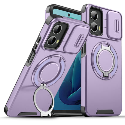 For Motorola Moto G 5G 2024 Sliding Camshield Ring Holder Phone Case(Purple) by buy2fix