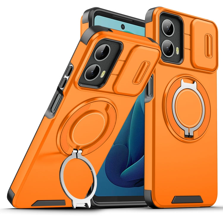 For Motorola Moto G 5G 2024 Sliding Camshield Ring Holder Phone Case(Orange) by buy2fix