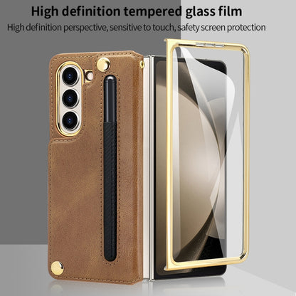 For Samsung Galaxy Z Fold5 VIETAO Film Integrated Folding Holder Flip PU Phone Case(Black) - Galaxy Z Fold5 Cases by VIETAO | Online Shopping UK | buy2fix