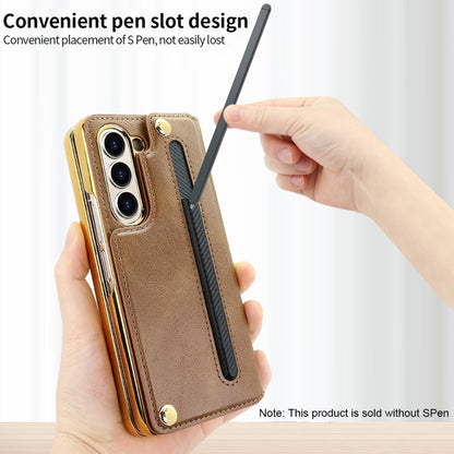 For Samsung Galaxy Z Fold5 VIETAO Film Integrated Folding Holder Flip PU Phone Case(Green) - Galaxy Z Fold5 Cases by VIETAO | Online Shopping UK | buy2fix