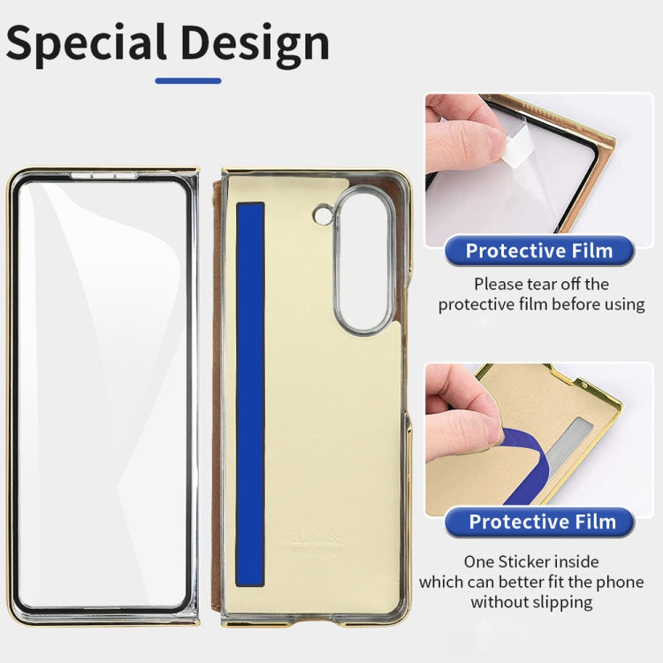 For Samsung Galaxy Z Fold5 VIETAO Film Integrated Folding Holder Flip PU Phone Case(Green) - Galaxy Z Fold5 Cases by VIETAO | Online Shopping UK | buy2fix