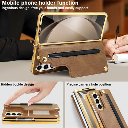 For Samsung Galaxy Z Fold5 VIETAO Film Integrated Folding Holder Flip PU Phone Case(Green) - Galaxy Z Fold5 Cases by VIETAO | Online Shopping UK | buy2fix
