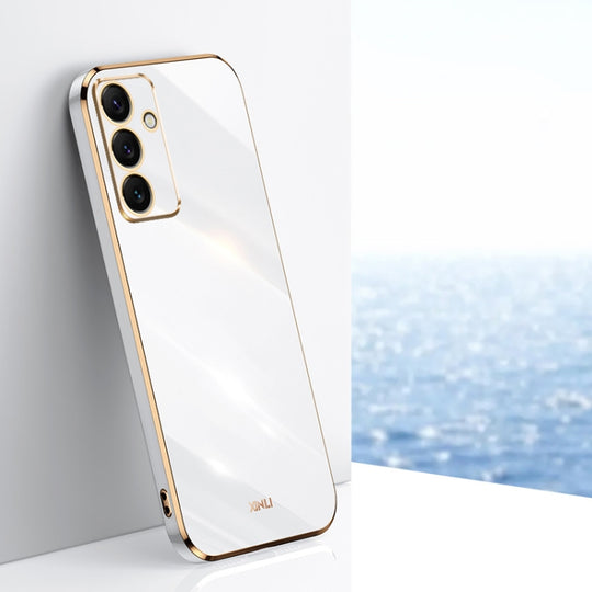 For Samsung Galaxy S24 FE 5G XINLI Straight Edge 6D Electroplate TPU Phone Case(White)
