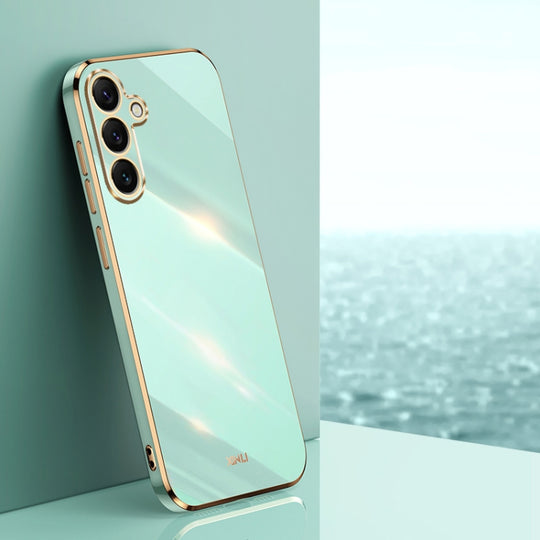For Samsung Galaxy S25+ 5G XINLI Straight Edge 6D Electroplate TPU Phone Case(Mint Green)