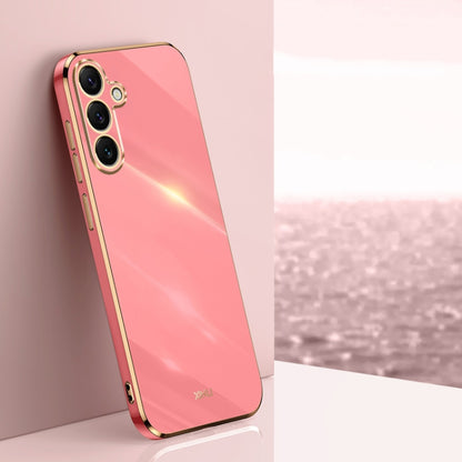 For Samsung Galaxy S25+ 5G XINLI Straight Edge 6D Electroplate TPU Phone Case(Hawthorn Red) - Galaxy S25+ 5G Cases by XINLI | Online Shopping UK | buy2fix