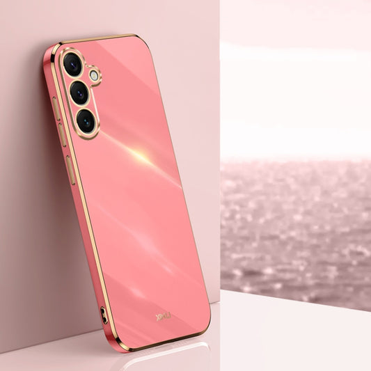 For Samsung Galaxy S25+ 5G XINLI Straight Edge 6D Electroplate TPU Phone Case(Hawthorn Red) - Galaxy S25+ 5G Cases by XINLI | Online Shopping UK | buy2fix
