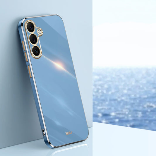 For Samsung Galaxy S25+ 5G XINLI Straight Edge 6D Electroplate TPU Phone Case(Celestial Blue) - Galaxy S25+ 5G Cases by XINLI | Online Shopping UK | buy2fix