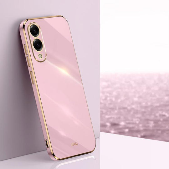For Samsung Galaxy S25 Edge 5G XINLI Straight Edge 6D Electroplate TPU Phone Case(Cherry Purple)
