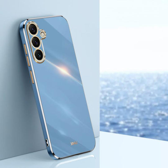 For Samsung Galaxy S25 FE 5G XINLI Straight Edge 6D Electroplate TPU Phone Case(Celestial Blue)