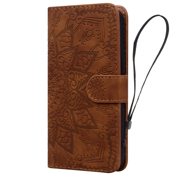 For Google Pixel 10 / 9 / 9 Pro Mandala Embossed Dual-Fold Calf Leather Phone Case(Brown) by buy2fix