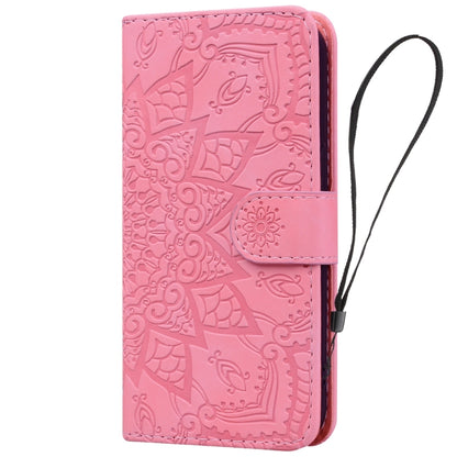 For Google Pixel 10 / 9 / 9 Pro Mandala Embossed Dual-Fold Calf Leather Phone Case(Pink) by buy2fix